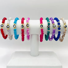 Load image into Gallery viewer, Stretchy Navy Evileye Beaded Bracelet 
