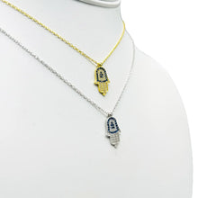 Load image into Gallery viewer, 925 Sterling Silver Gold Plated Hamsa Evil Eye Necklace
