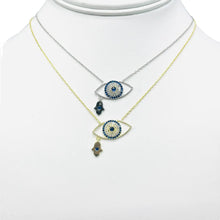 Load image into Gallery viewer, 925 Sterling Silver - Large Oval Evileye With Hamsa Necklace
