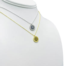 Load image into Gallery viewer, 925 Sterling Silver - Round Navy Evileye Necklace
