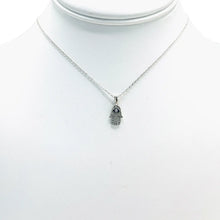 Load image into Gallery viewer, 925 Sterling Silver Gold Plated Navy Stone Hamsa Necklace
