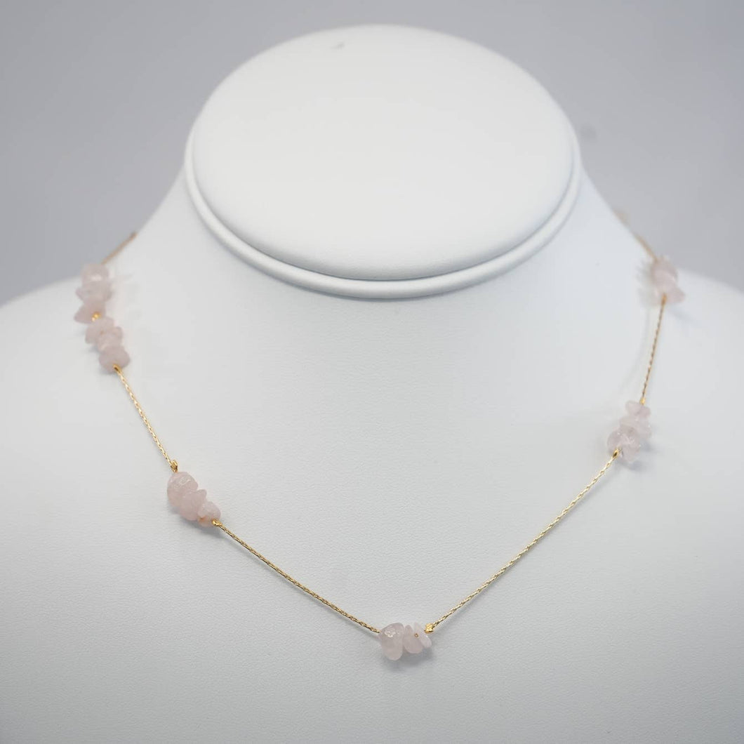 Handmade Necklace with Pink Natural Beads