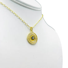 Load image into Gallery viewer, 925 Sterling Silver - Large Round Oval Evileye Necklace
