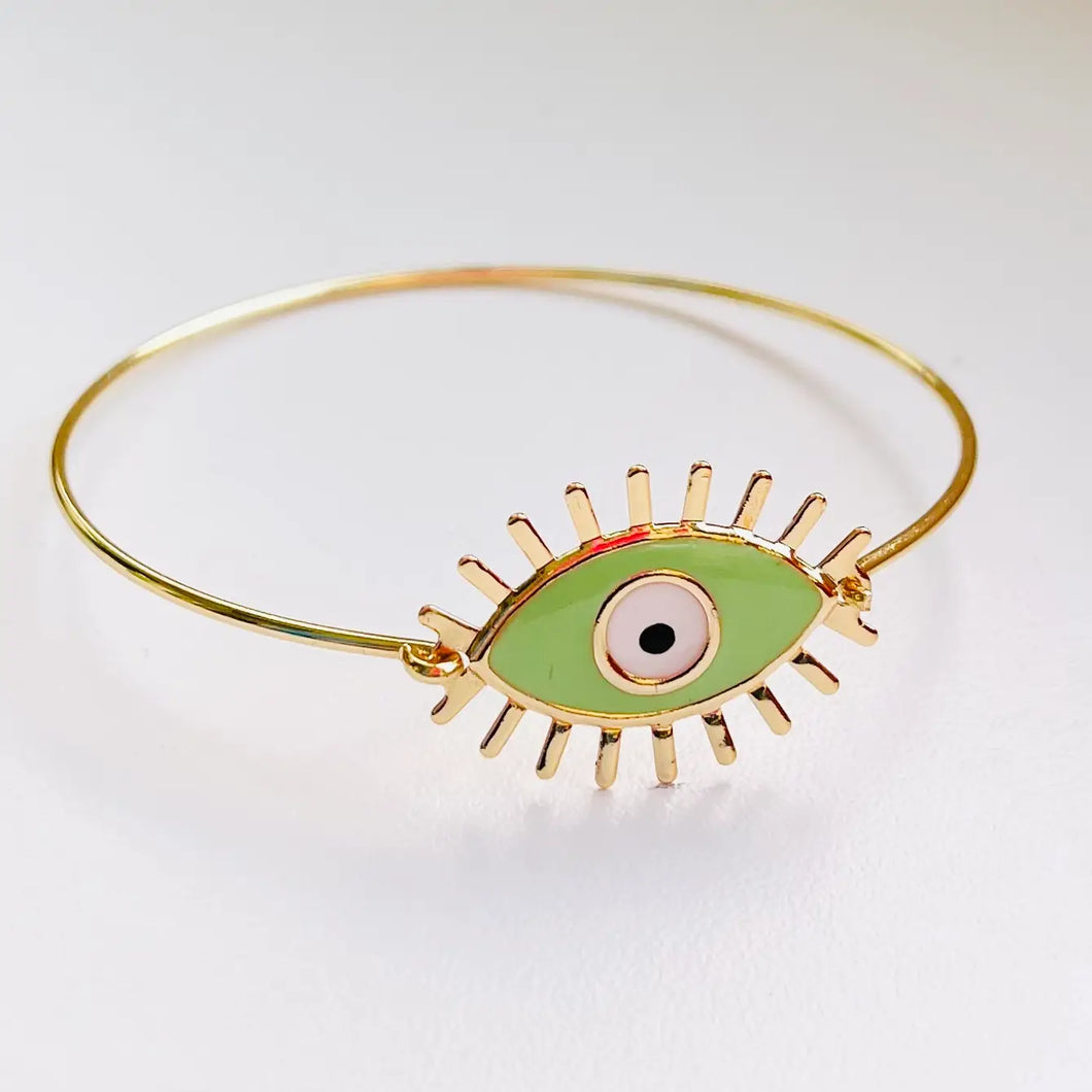 Colorful Evil Eye Bracelet: Rhodium/Gold Plated Metal