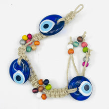 Load image into Gallery viewer, Triple Evil Eye Rope Wall Hanging: Elegant Protection
