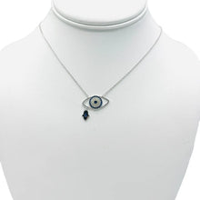 Load image into Gallery viewer, 925 Sterling Silver - Large Oval Evileye With Hamsa Necklace
