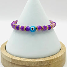 Load image into Gallery viewer, Stretchy Blue-White Evil Eye Beaded Bracelet
