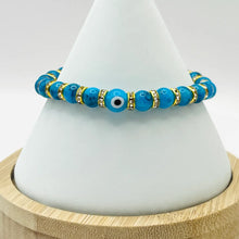 Load image into Gallery viewer, Stretchy Blue-White Evil Eye Beaded Bracelet
