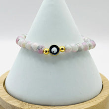 Load image into Gallery viewer, Stretchy Navy Evileye Beaded Bracelet 
