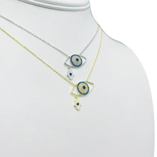 Load image into Gallery viewer, 925 Sterling Silver - Large Oval Evileye With Hamsa Necklace
