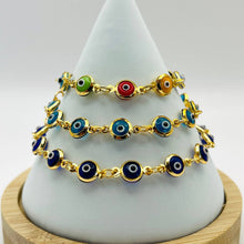 Load image into Gallery viewer, Lux Crystal Chain Evil Eye Bracelet - Silver - Gold Color 4.
