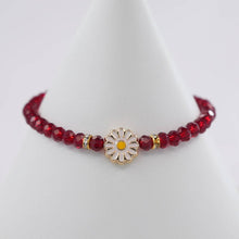 Load image into Gallery viewer, Crystal Beaded Bracelet with Daisy Charm - 7 Color Options
