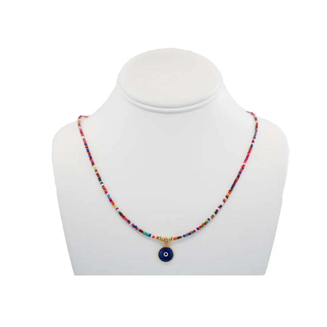 Blue Evil Eye Beaded Necklace: Embrace Protection and Style