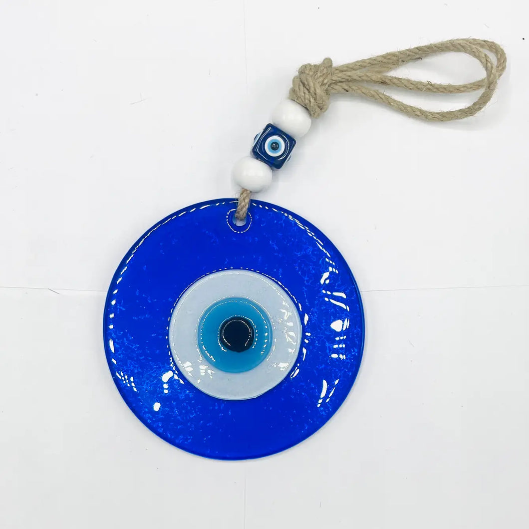 Round Colorful Glass Evil Eye Wall Decor, Stylish Protect