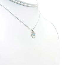 Load image into Gallery viewer, 925 Sterling Silver Hamsa Blue Evil Eye Necklace
