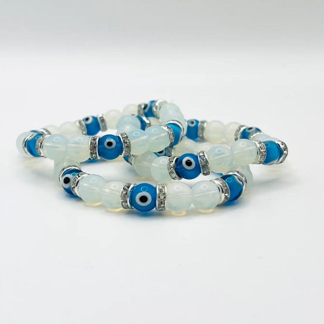 Elegant Zirconium Evil Eye Stretch Bracelet: Protection