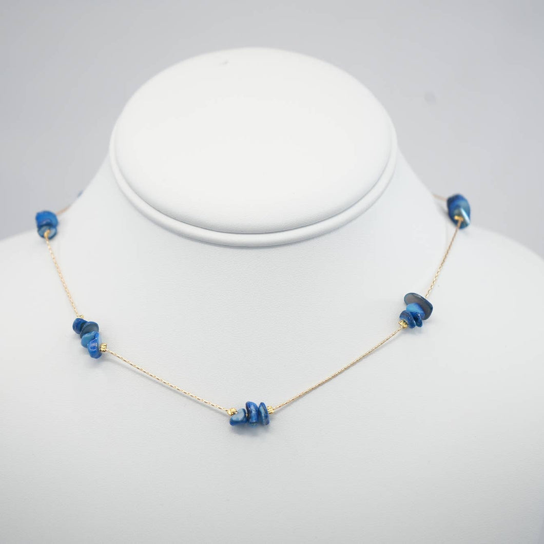 Handmade Necklace with Dark Blue Natural Beads