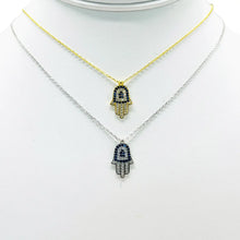 Load image into Gallery viewer, 925 Sterling Silver Gold Plated Hamsa Evil Eye Necklace
