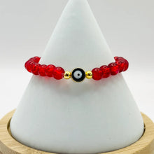 Load image into Gallery viewer, Stretchy Navy Evileye Beaded Bracelet 
