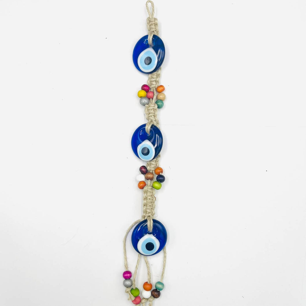 Triple Evil Eye Rope Wall Hanging: Elegant Protection