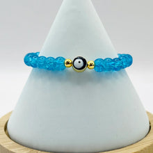 Load image into Gallery viewer, Stretchy Navy Evileye Beaded Bracelet 
