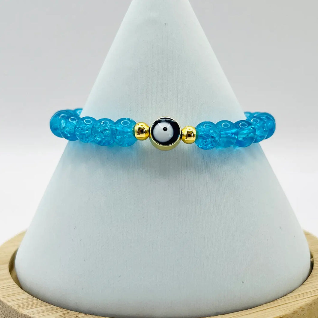 Stretchy Navy Evileye Beaded Bracelet 