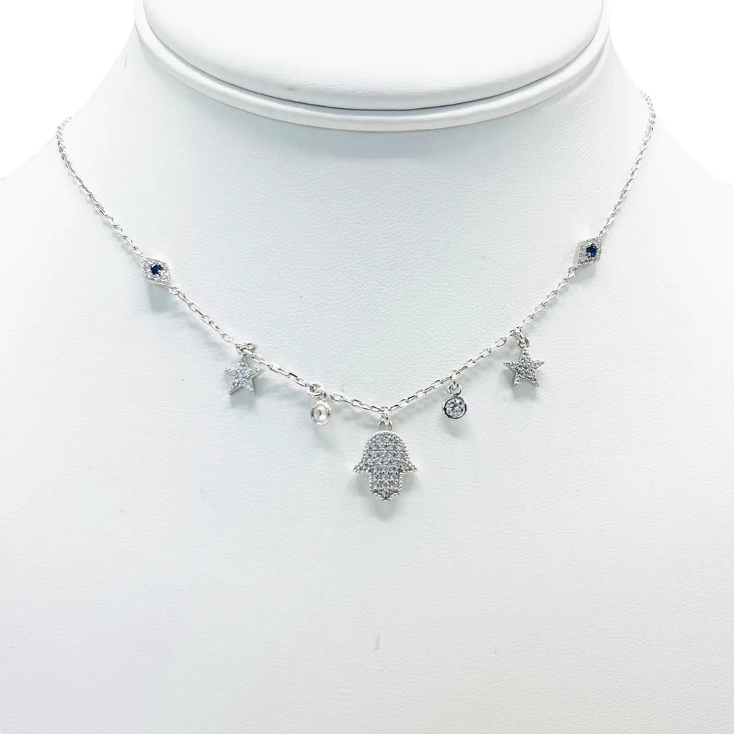 925 Sterling Silver Hamsa Necklace