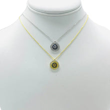 Load image into Gallery viewer, 925 Sterling Silver - Round Navy Evileye Necklace
