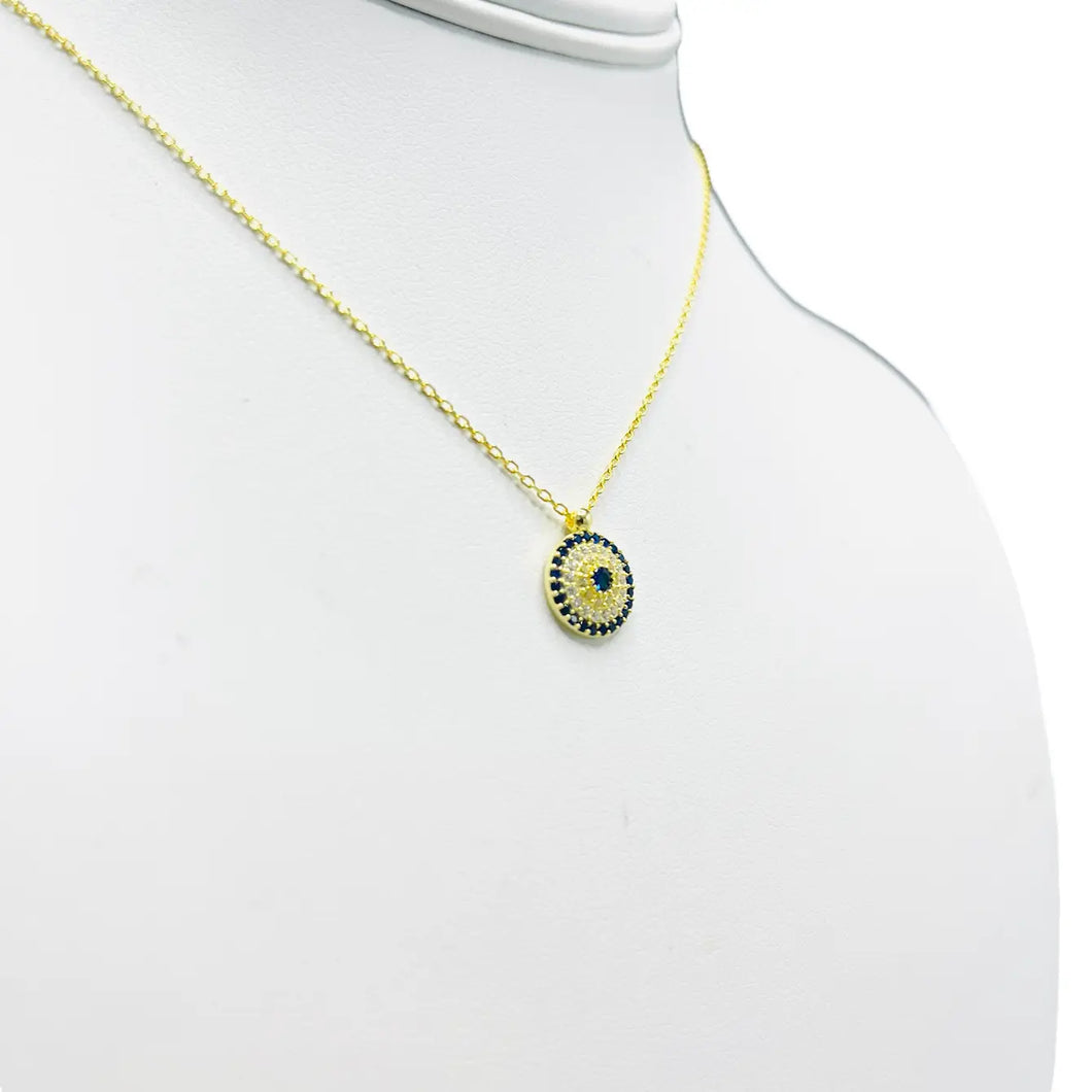 925 Sterling Silver -  Evil Eye Round Necklace