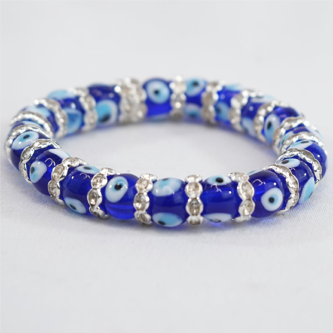 Glass Evil Eye Beaded CZ Stretchy Bracelet: Stylish Protect