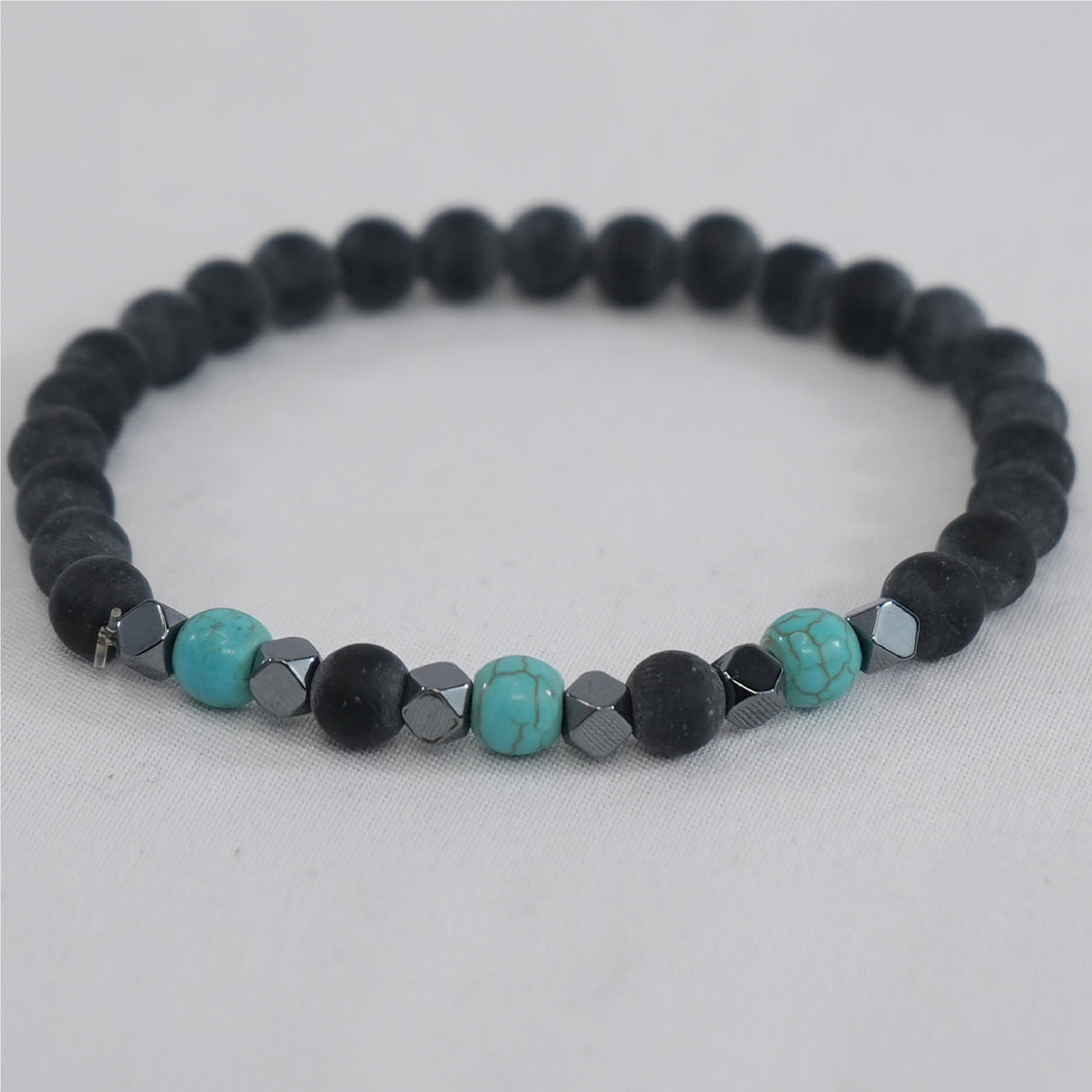 Hematite and Stone Stretch Bracelet: Refined Fusion