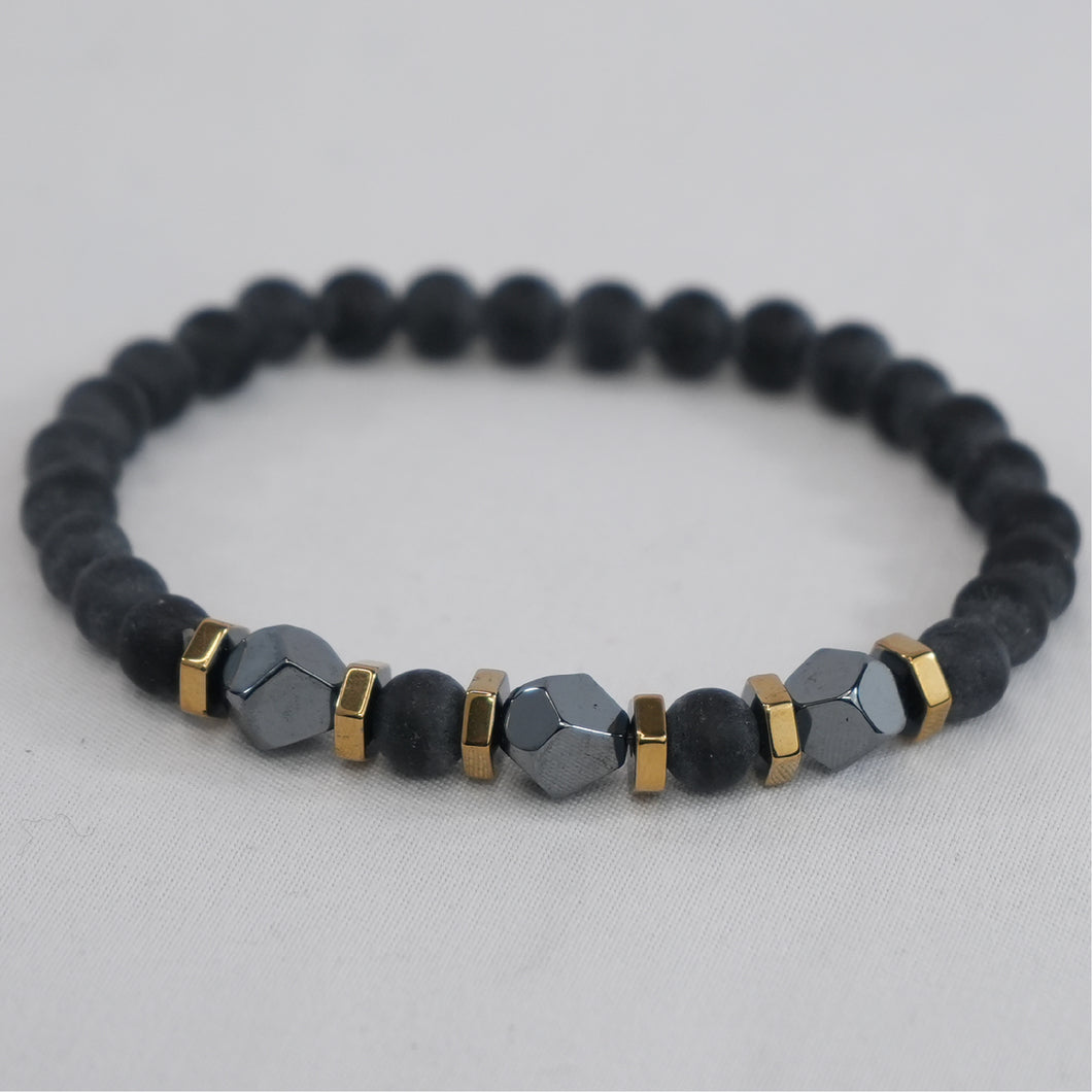 Hematite and Earthstone Stretch Bracelet: Elegant Mix