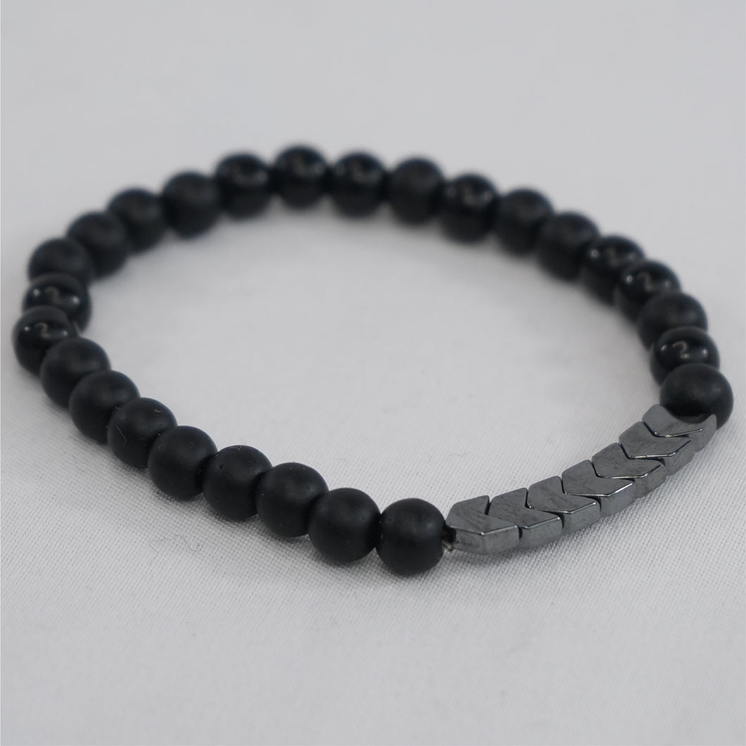 Hematite and Earthy Stone Stretch Bracelet: Distinctive