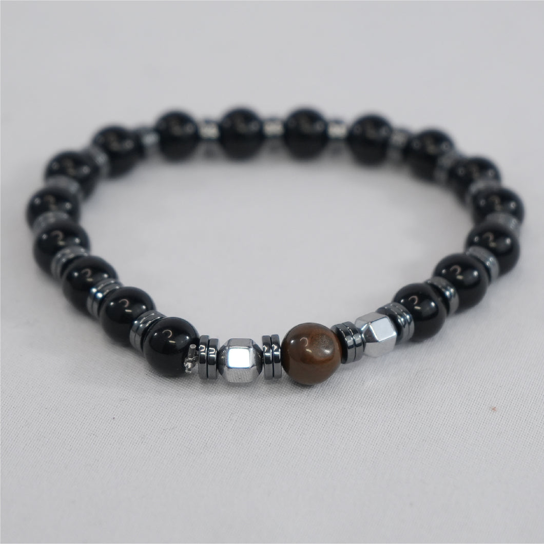 Hematite and Stone Blend Stretch Bracelet: Classic Appeal