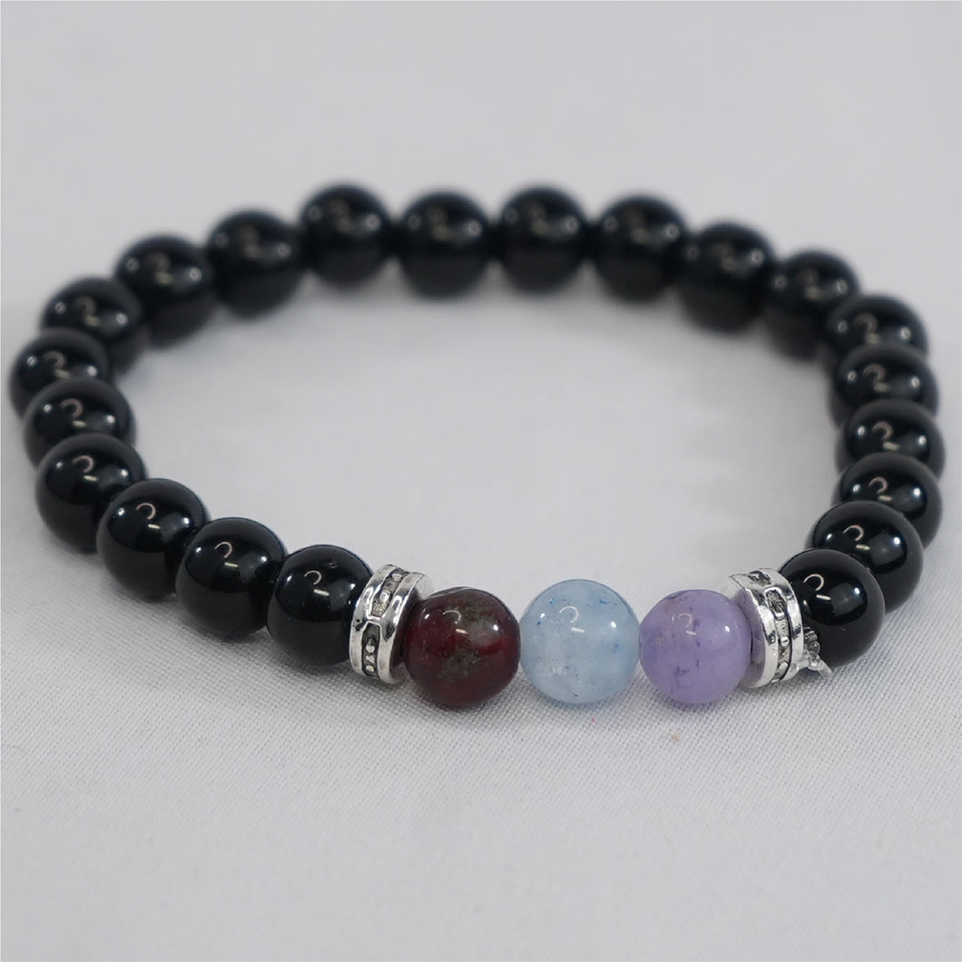 Multicolor Natural Stone Stretchy Men’s Bracelet: Vibrant 