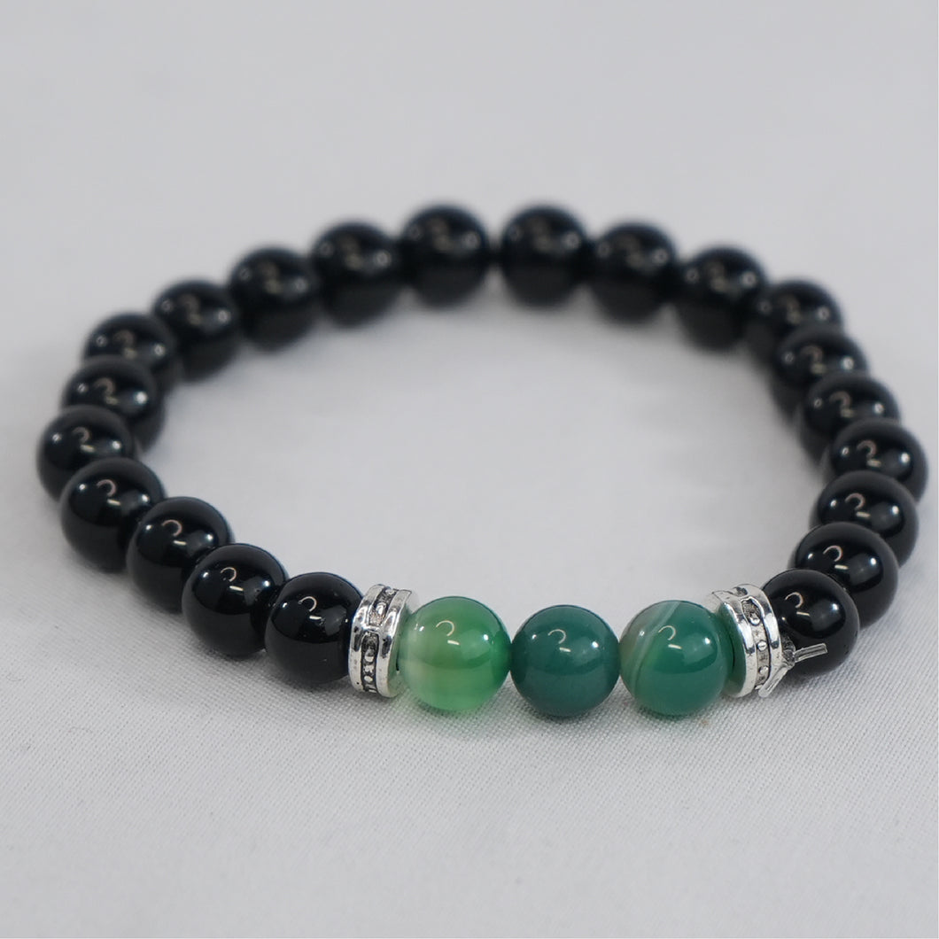 Green Natural Stone Stretchy Men’s Bracelet: Positive Energy