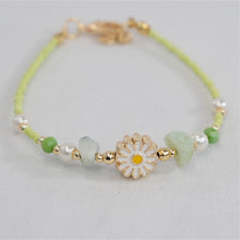 Load image into Gallery viewer, Crystal Beaded Bracelet with Daisy Charm - 8 Color Options 
