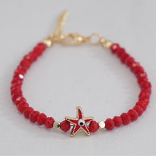 Load image into Gallery viewer, Crystal Beaded Bracelet with Star Evil Eye Charm: 7 Colors
