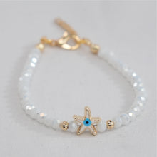 Load image into Gallery viewer, Crystal Beaded Bracelet with Star Evil Eye Charm: 7 Colors
