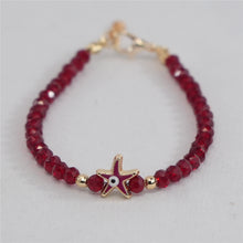 Load image into Gallery viewer, Crystal Beaded Bracelet with Star Evil Eye Charm: 7 Colors
