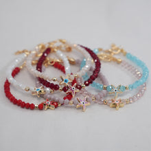 Load image into Gallery viewer, Crystal Beaded Bracelet with Star Evil Eye Charm: 7 Colors
