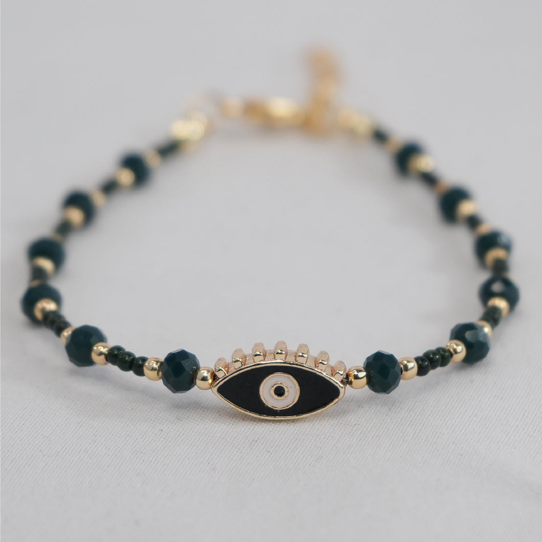 Lux Crystal Oval Evil Eye Bracelet: Two-Color Option, Elegant Protection