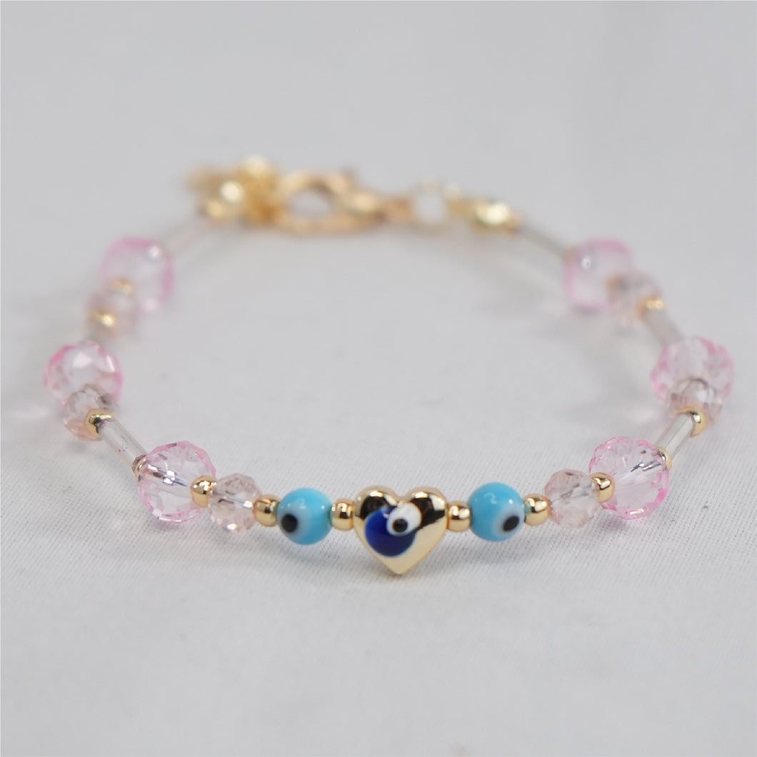 Lux Crystal Evil Eye Heart Bracelets with Adjustable Chain