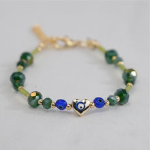 Load image into Gallery viewer, Lux Crystal Evil Eye Heart Bracelets with Adjustable Chain
