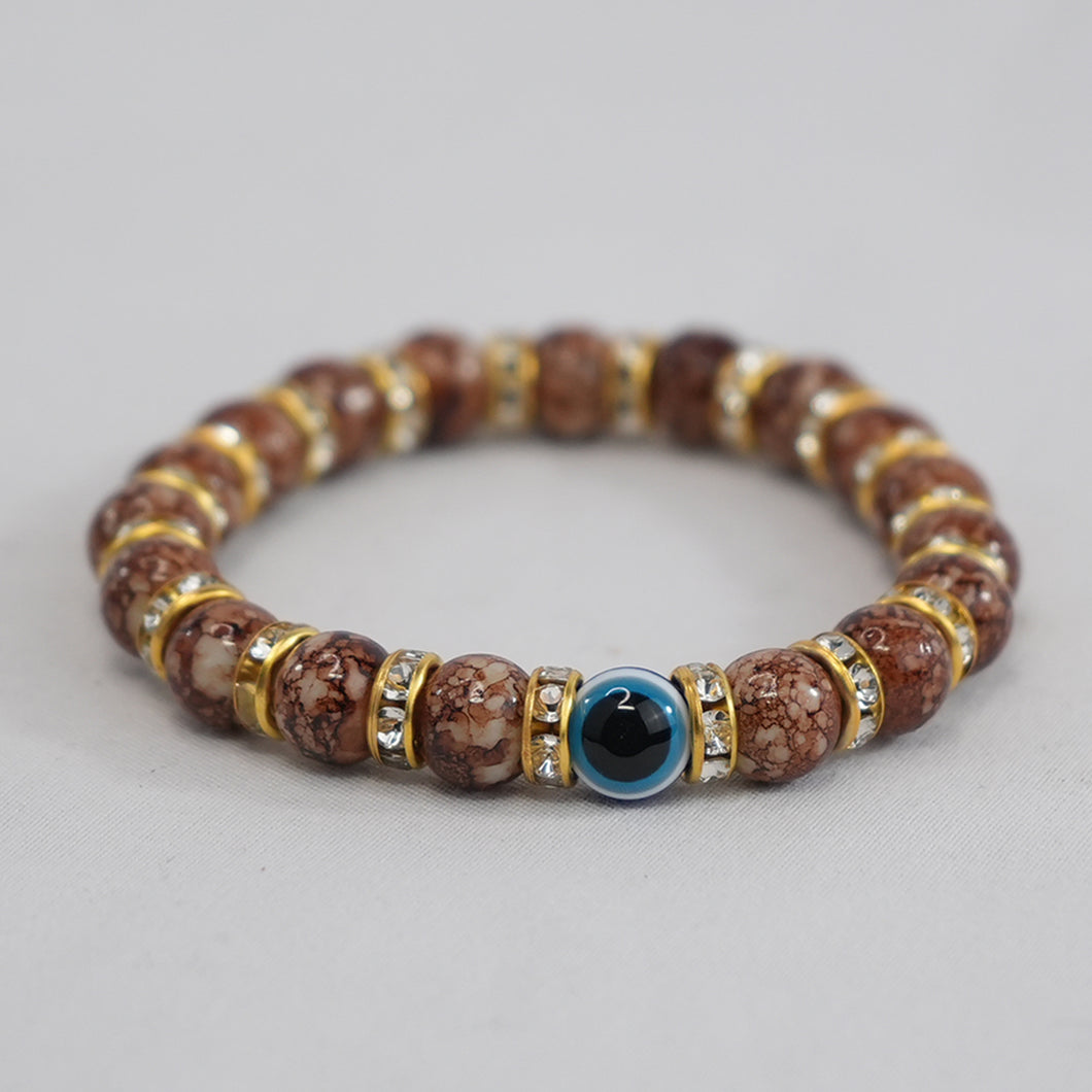 Brown Protective and Stylish Evil Eye Beaded Bracelet