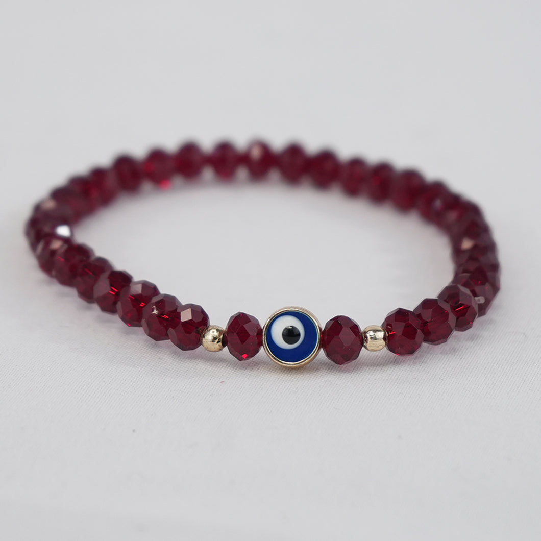 Red Crystal Evil Eye Beaded Bracelet – Stylish Protection  