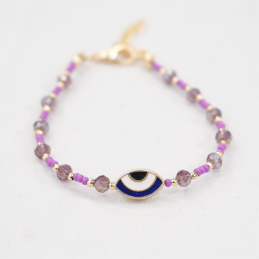 Lux Purple Crystal Oval Evil Eye Bracelet: Elegant Stylish