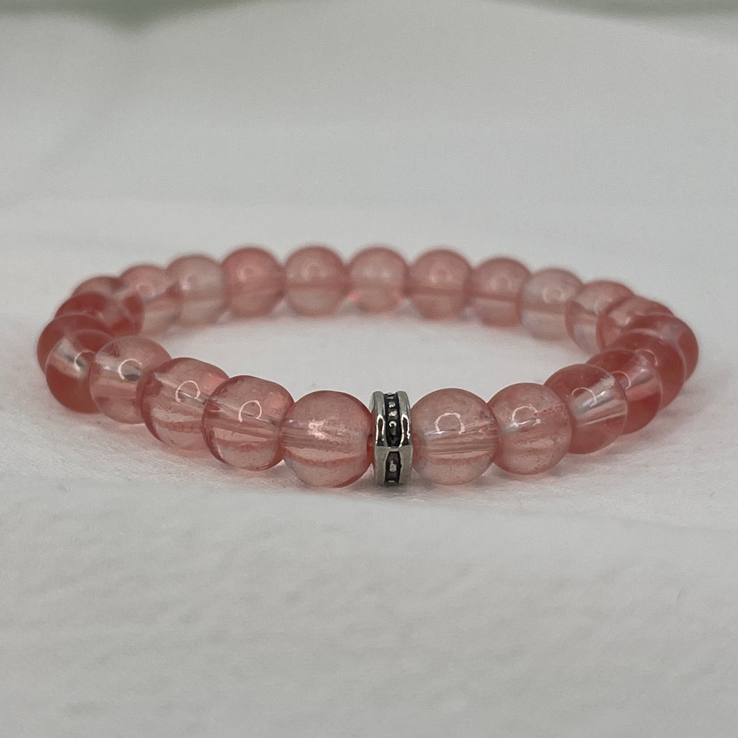 Clear Pink Beaded Stylish Stretchy Bracelet - Elegant