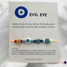 Load image into Gallery viewer, Rainbow Rope Evil Eye Beaded Bracelet Set of 12 - Protection
