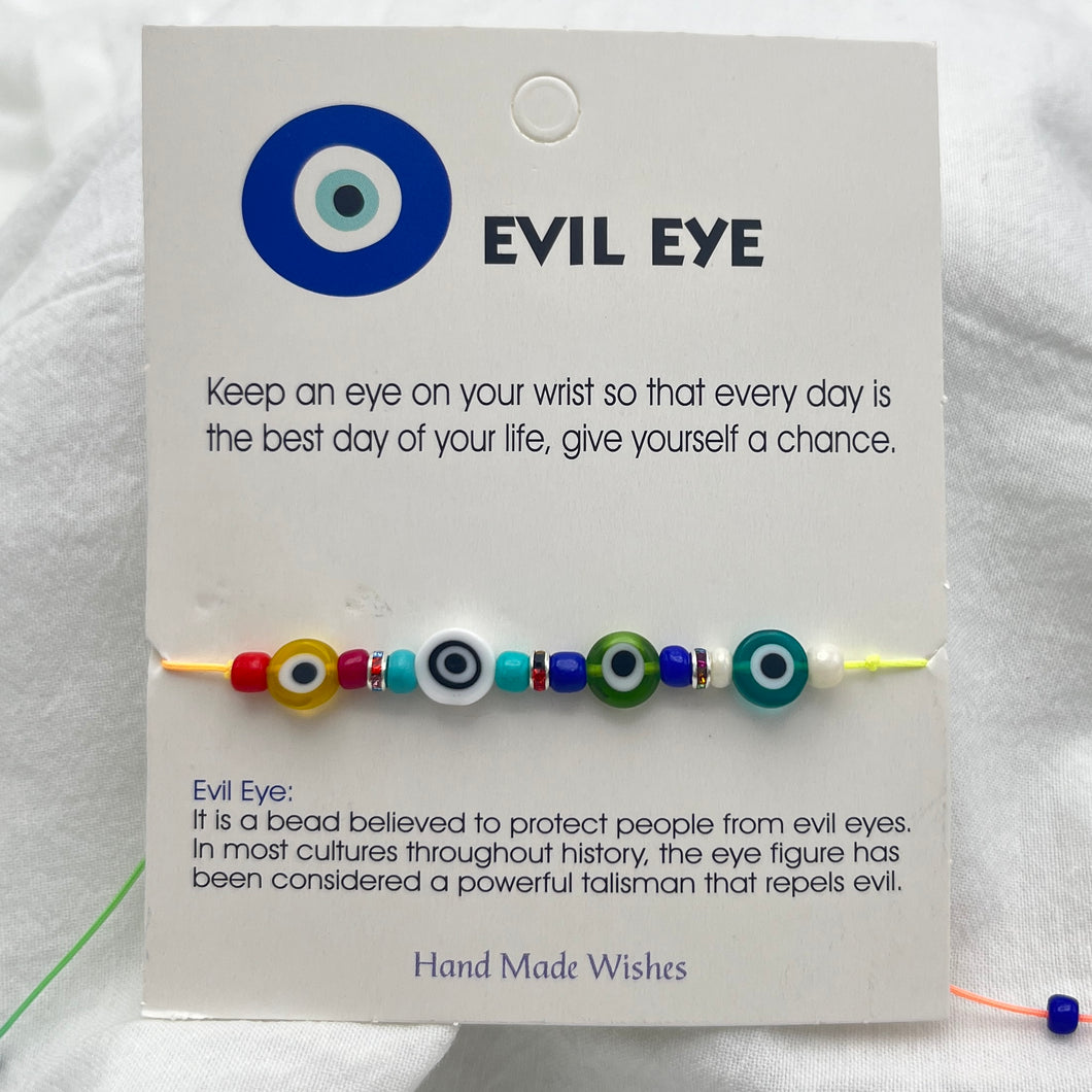 Rainbow Rope Evil Eye Beaded Bracelet Set of 12 - Protection